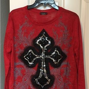 Cocomo brand; size small, red and black top